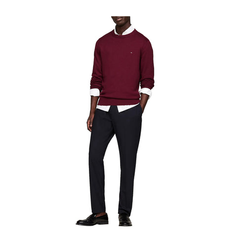 Tommy Hilfiger Pullover Maglia Uomo a girocollo in cotone Bordeau A24 - TOMMY HILFIGERMW28046 - VLP - S - Francavilla Moda